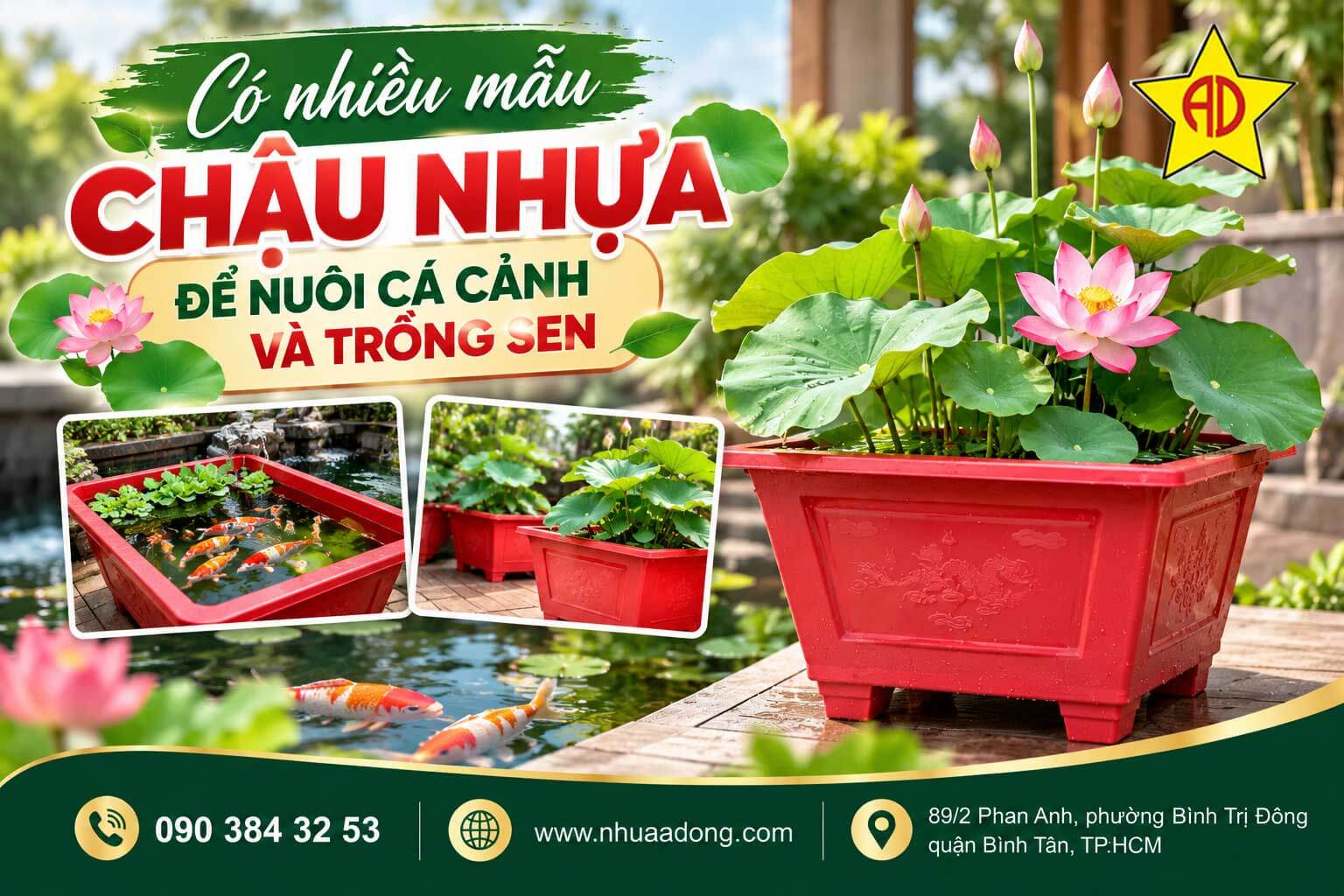 Có nhiều mẫu chậu nhựa để nuôi cá cảnh và trồng sen