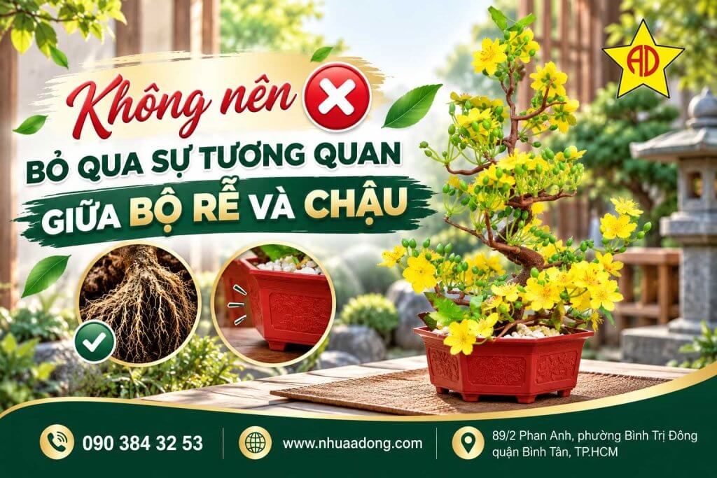 Nên và không nên khi chọn chậu cho cây Bonsai 6 Không nên bỏ qua sự tương quan giữa bộ rễ và chậu