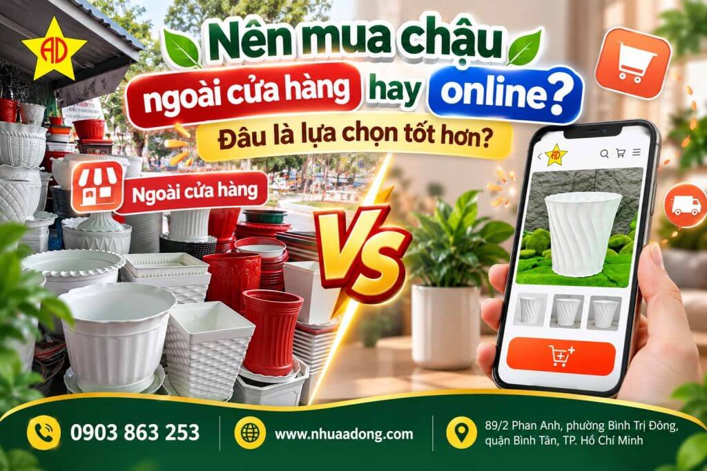 Nên mua chậu ngoài cửa hàng hay online Đâu là lựa chọn tốt hơn