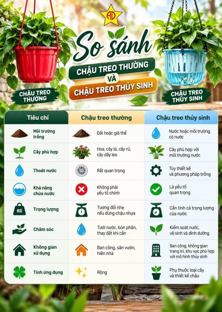 Chậu Treo Thường Và Chậu Treo Thủy Sinh: Mẫu Nào Là Sự Lựa Chọn Tốt Nhất? 21 So sánh chậu treo thường và chậu treo thủy sinh