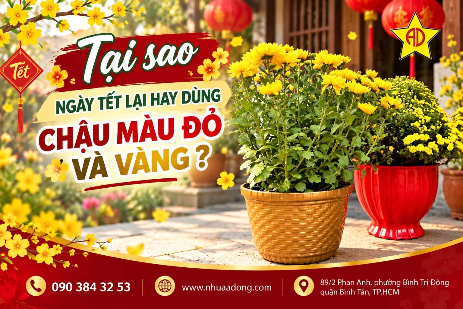Tại sao ngày Tết lại hay dùng chậu màu đỏ và vàng?